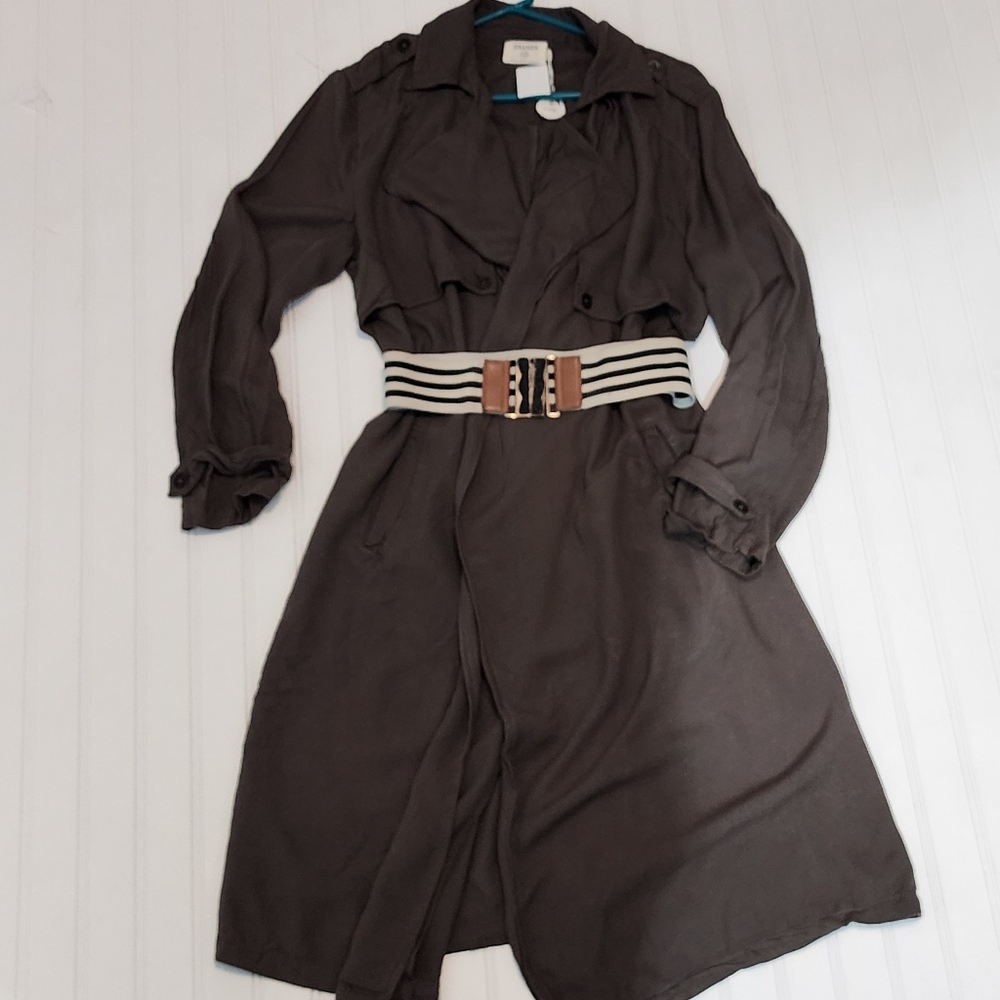 Ghanda Chocolate Trench Coat with Contrast Belt